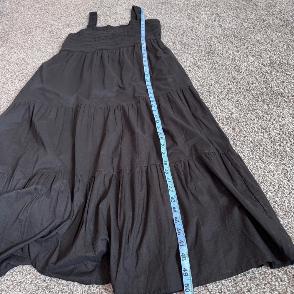 NWOT Lea Black Sleeveless Smocked Top Tiered Maxi Dress Women's Size 1X Cotton - Picture 6 of 7